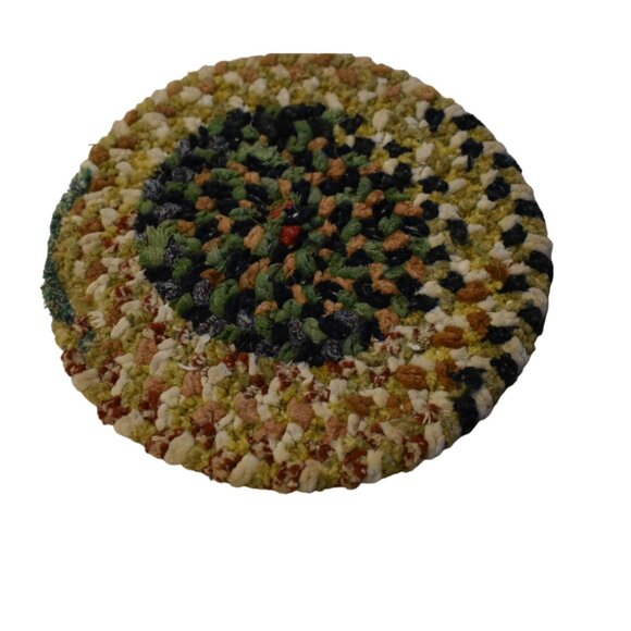 2 Vintage 1970's Chanille Rag Rug Trivets Table Pads Size 12in & 8in - Picture 4 of 7